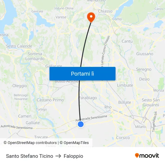 Santo Stefano Ticino to Faloppio map