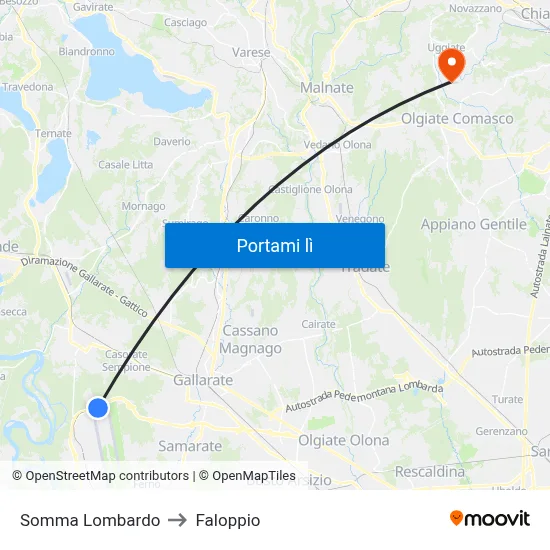 Somma Lombardo to Faloppio map