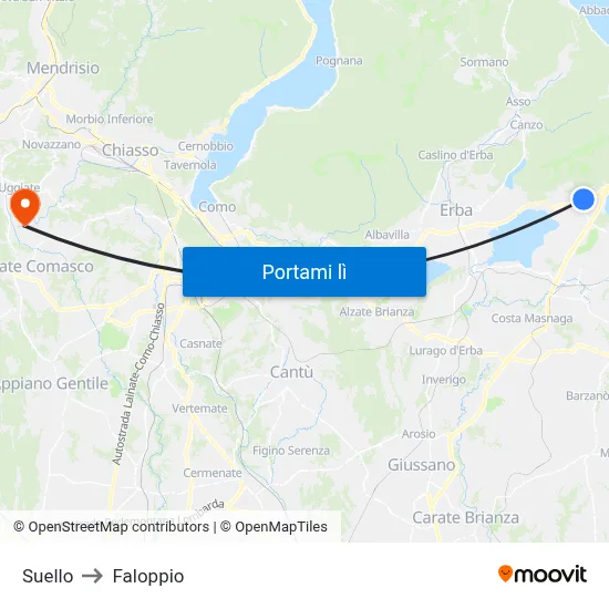 Suello to Faloppio map