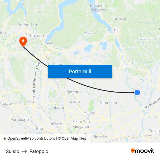 Suisio to Faloppio map
