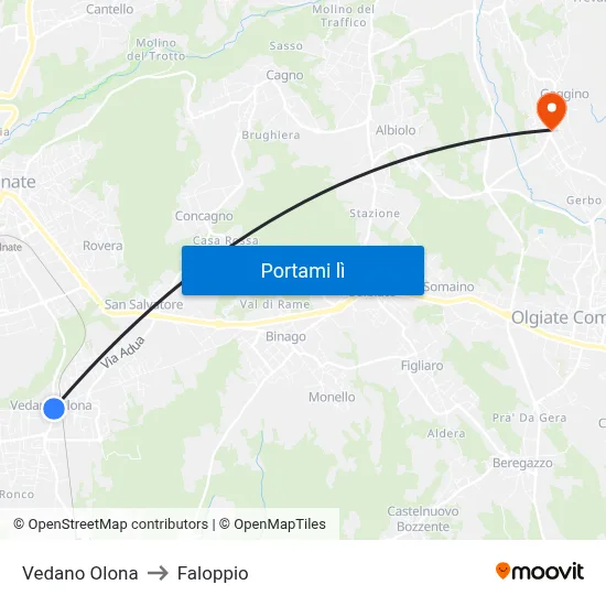 Vedano Olona to Faloppio map