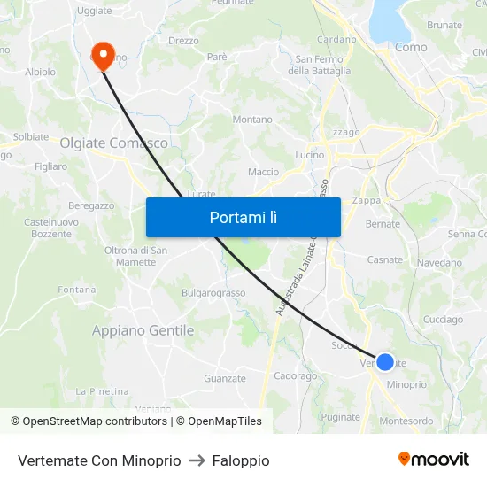 Vertemate Con Minoprio to Faloppio map