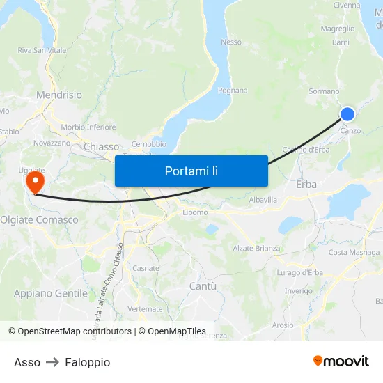 Asso to Faloppio map
