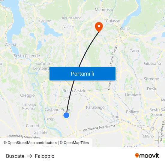Buscate to Faloppio map