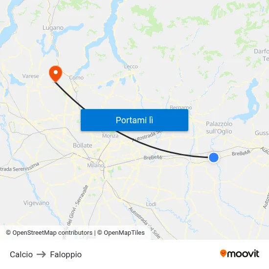 Calcio to Faloppio map