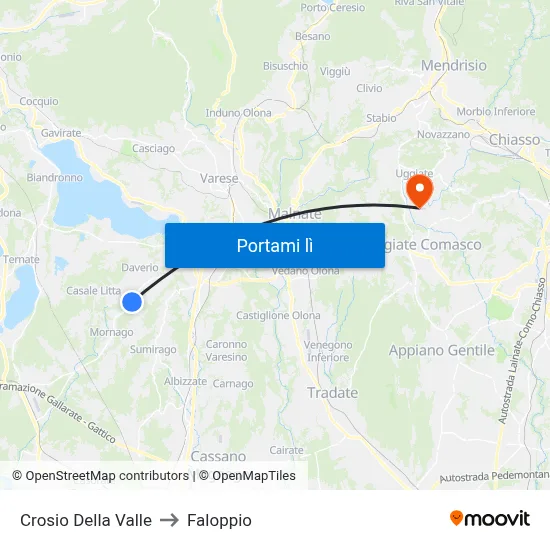 Crosio Della Valle to Faloppio map