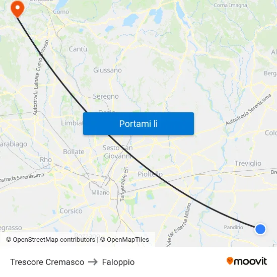 Trescore Cremasco to Faloppio map