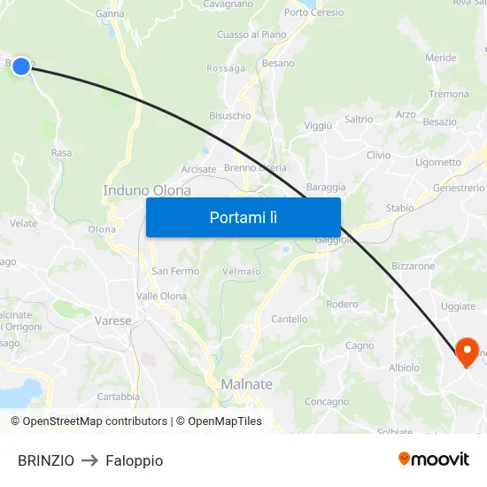 BRINZIO to Faloppio map