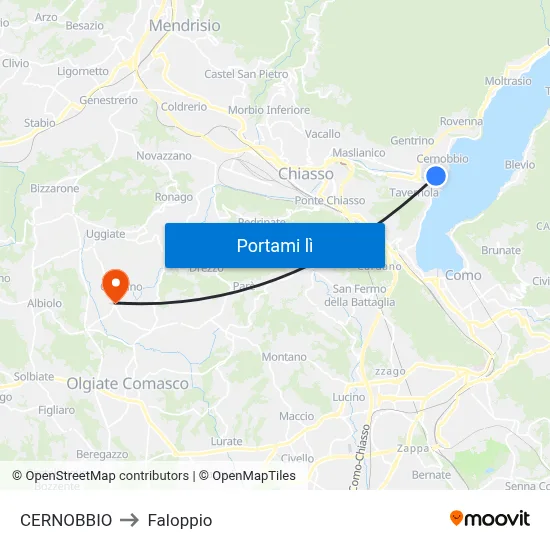 CERNOBBIO to Faloppio map