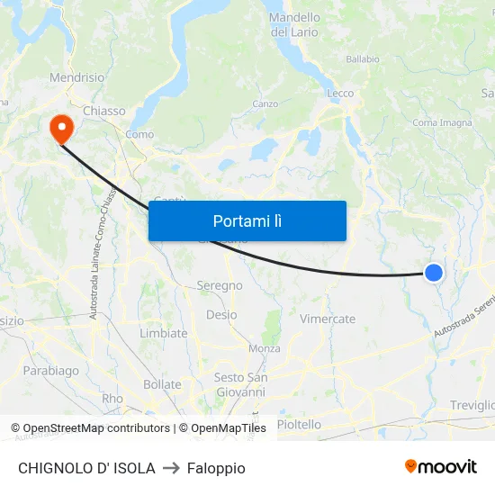 CHIGNOLO D' ISOLA to Faloppio map