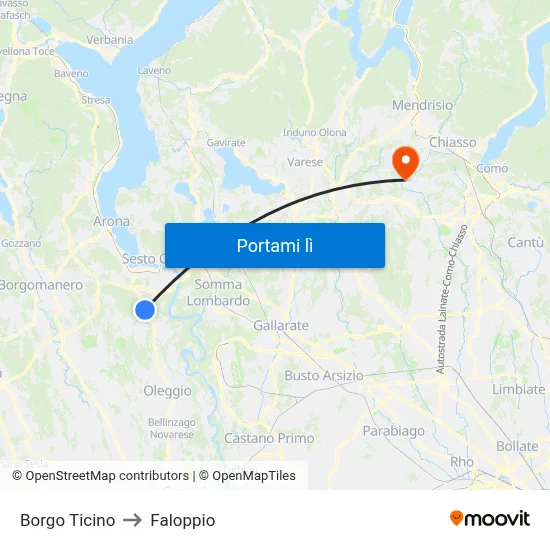 Borgo Ticino to Faloppio map
