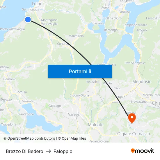 Brezzo Di Bedero to Faloppio map