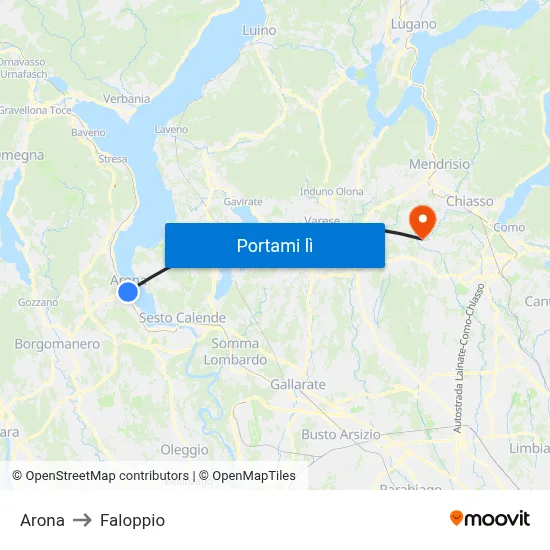 Arona to Faloppio map