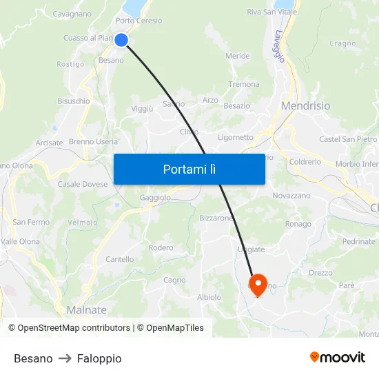 Besano to Faloppio map