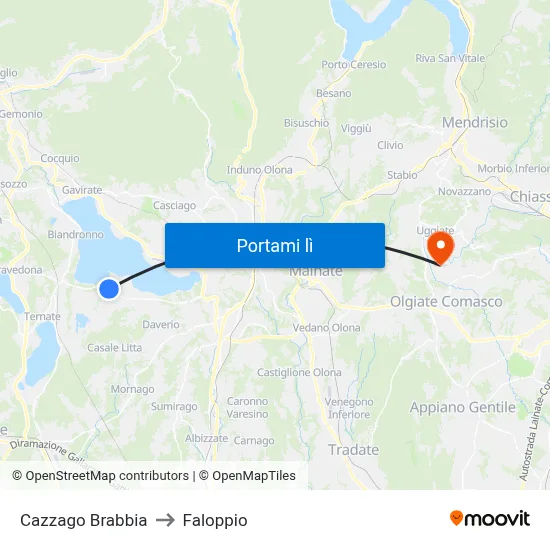 Cazzago Brabbia to Faloppio map