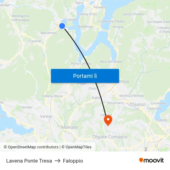 Lavena Ponte Tresa to Faloppio map