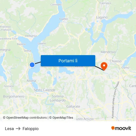 Lesa to Faloppio map