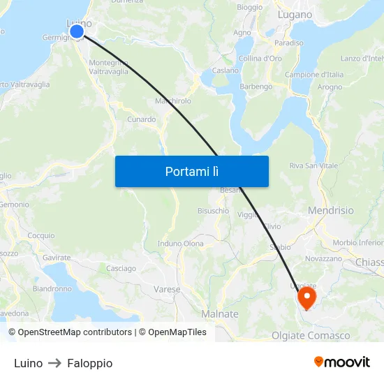 Luino to Faloppio map