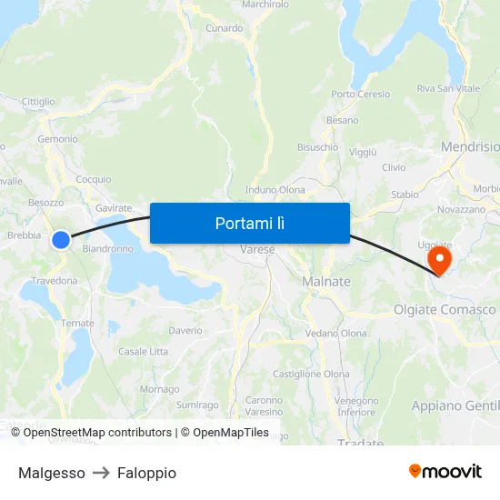 Malgesso to Faloppio map