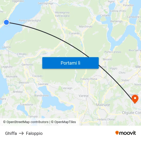 Ghiffa to Faloppio map