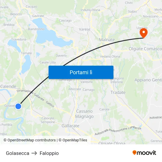 Golasecca to Faloppio map