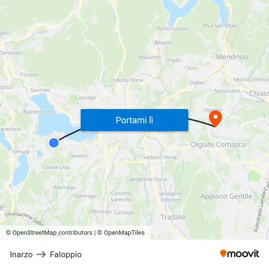 Inarzo to Faloppio map
