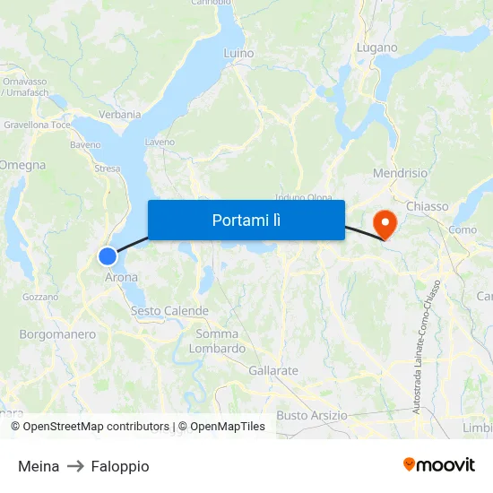 Meina to Faloppio map