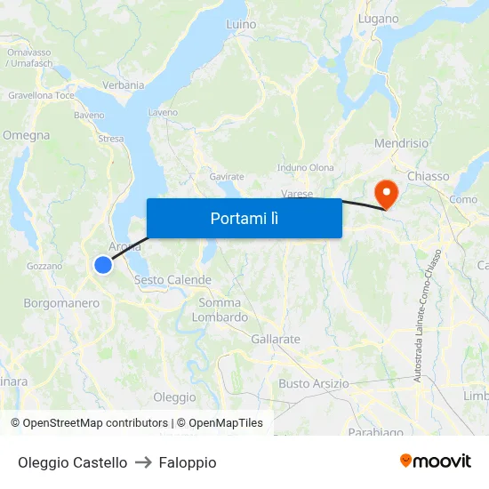 Oleggio Castello to Faloppio map
