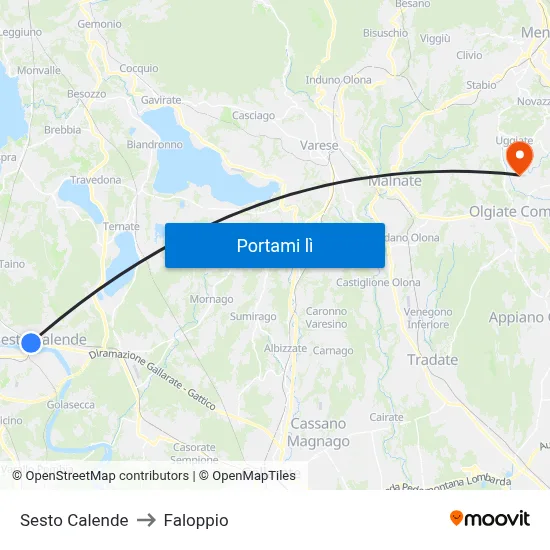 Sesto Calende to Faloppio map