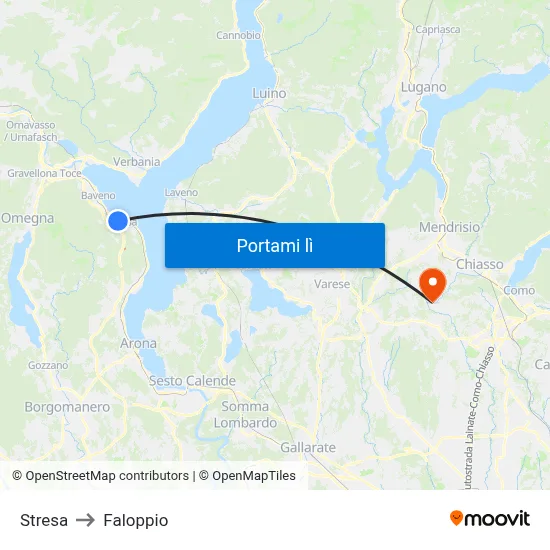 Stresa to Faloppio map