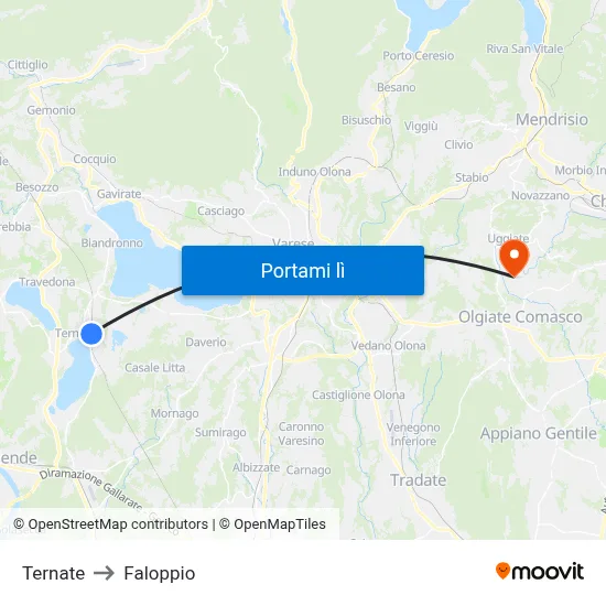 Ternate to Faloppio map