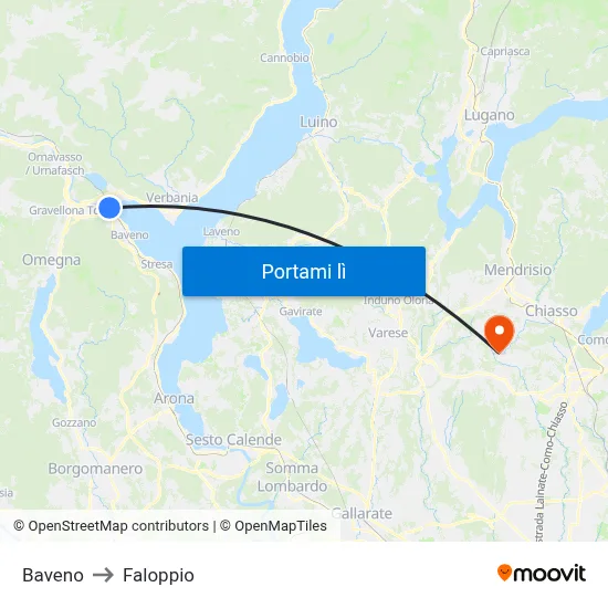 Baveno to Faloppio map