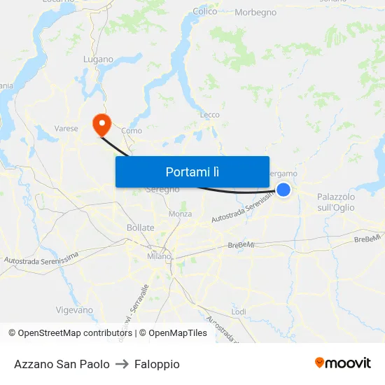 Azzano San Paolo to Faloppio map