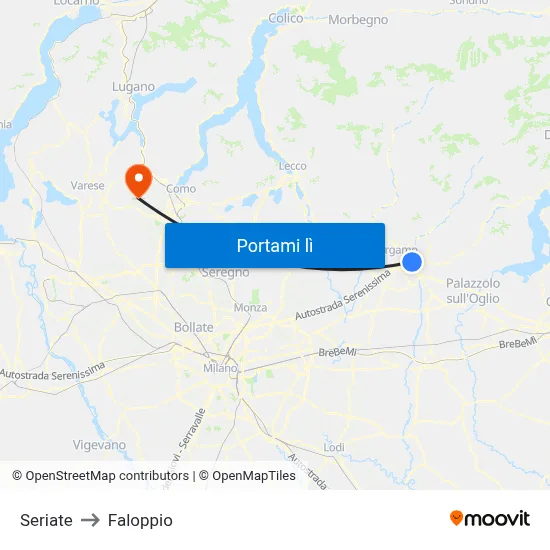 Seriate to Faloppio map