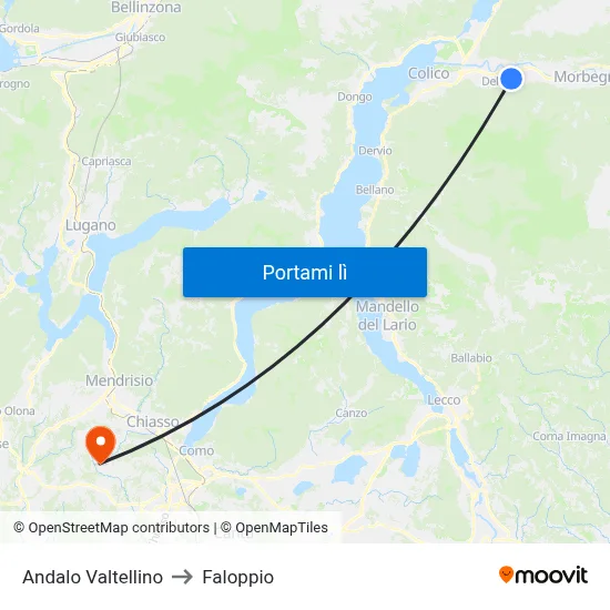 Andalo Valtellino to Faloppio map