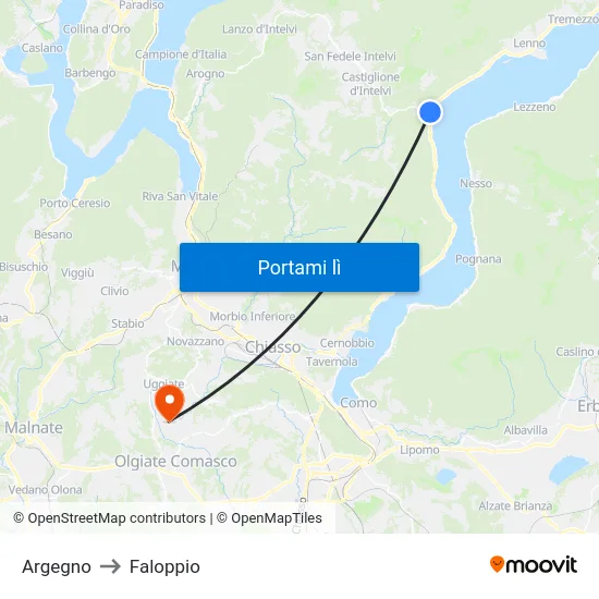 Argegno to Faloppio map