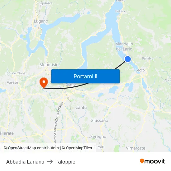 Abbadia Lariana to Faloppio map