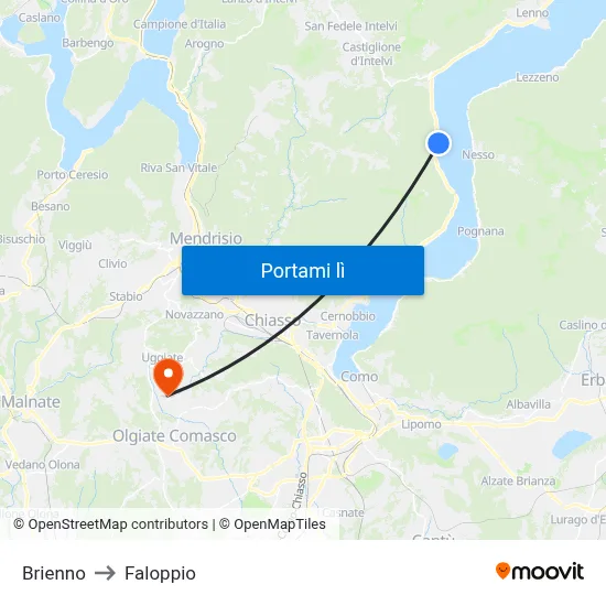 Brienno to Faloppio map