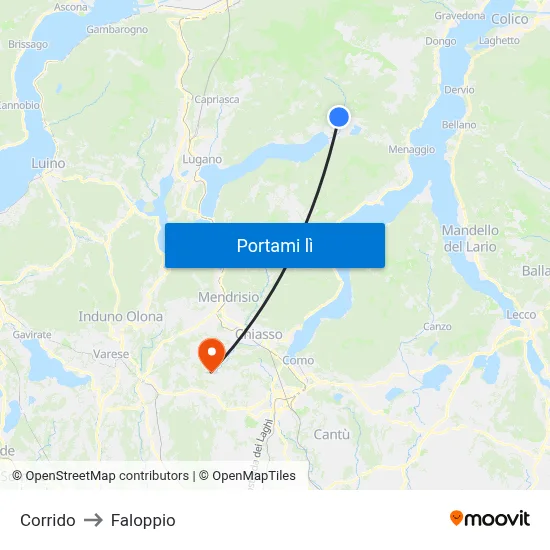 Corrido to Faloppio map