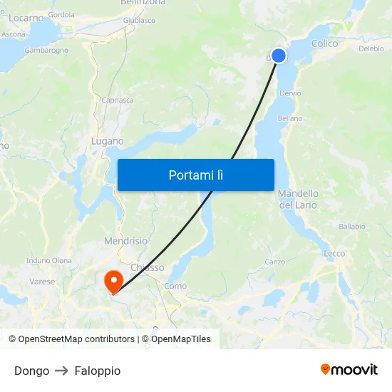Dongo to Faloppio map