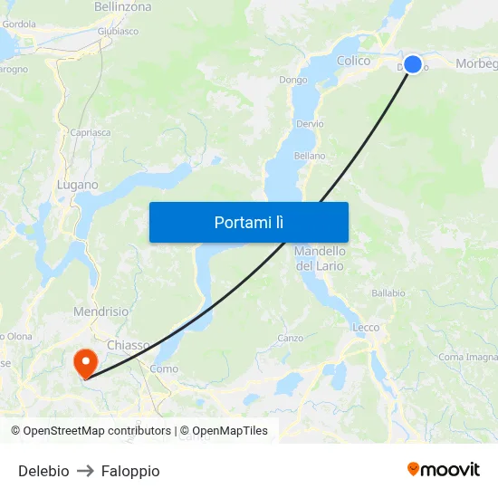 Delebio to Faloppio map
