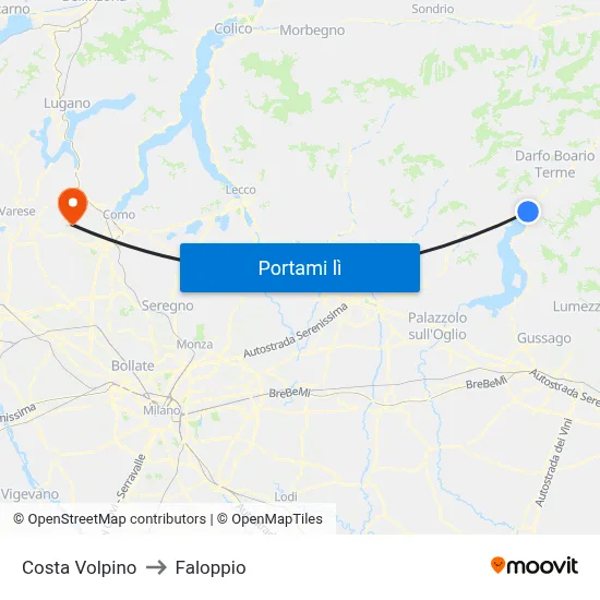 Costa Volpino to Faloppio map
