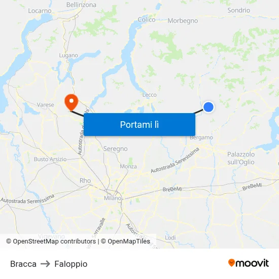 Bracca to Faloppio map