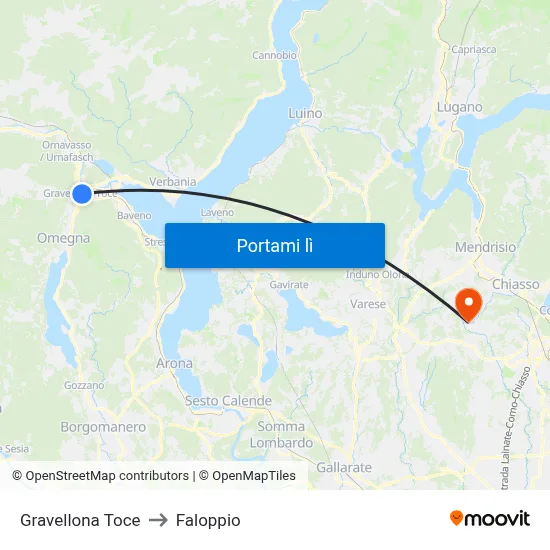 Gravellona Toce to Faloppio map