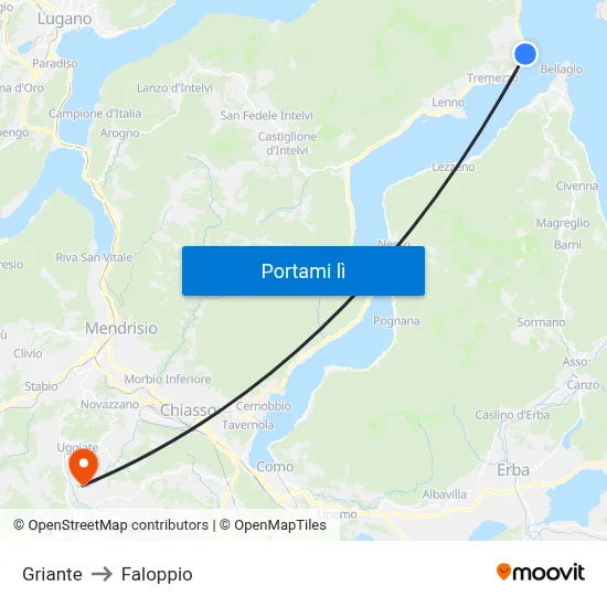 Griante to Faloppio map