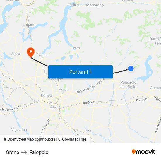 Grone to Faloppio map