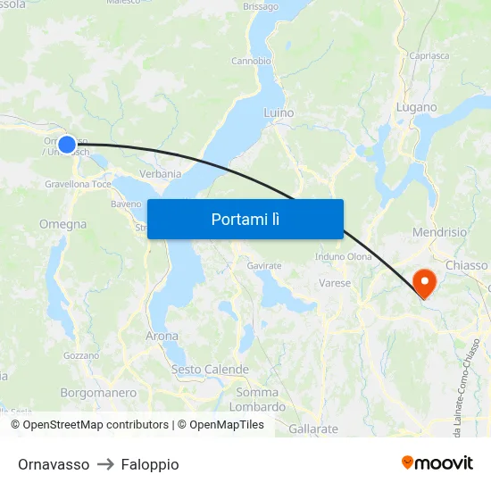 Ornavasso to Faloppio map