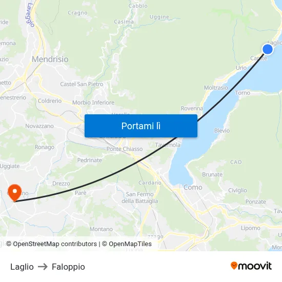 Laglio to Faloppio map