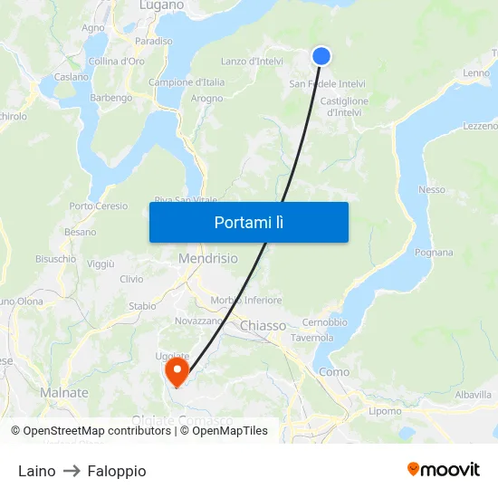 Laino to Faloppio map