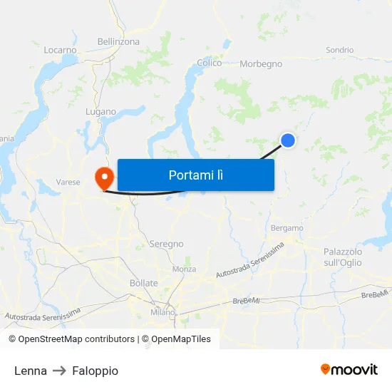 Lenna to Faloppio map